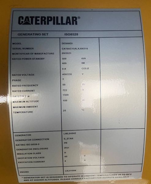 Caterpillar DE500E0 - C15 - Генератор 500 кВА - DPX-18026 2-268 фото