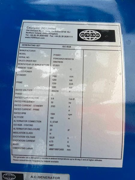 FG Wilson P1500-1 - Perkins - Генераторная установка 1500 кВА - DPX-16029 2-275 фото