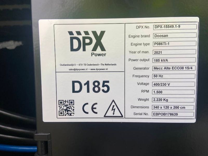 Двигатель Doosan P086TI-1 - Генератор 185 кВА - DPX-15549.1 2-247 фото
